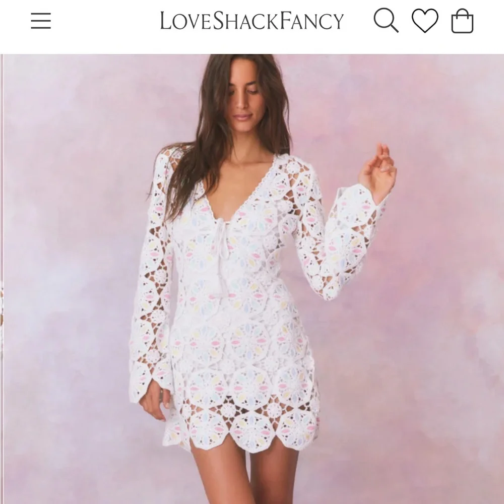 Loveshackfancy Poemes Multi Colored Crochet Mini Dress - Picture 2 of 4